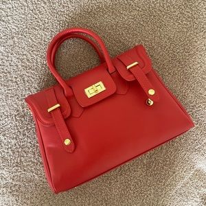 Real Leather Red Italian Purse
